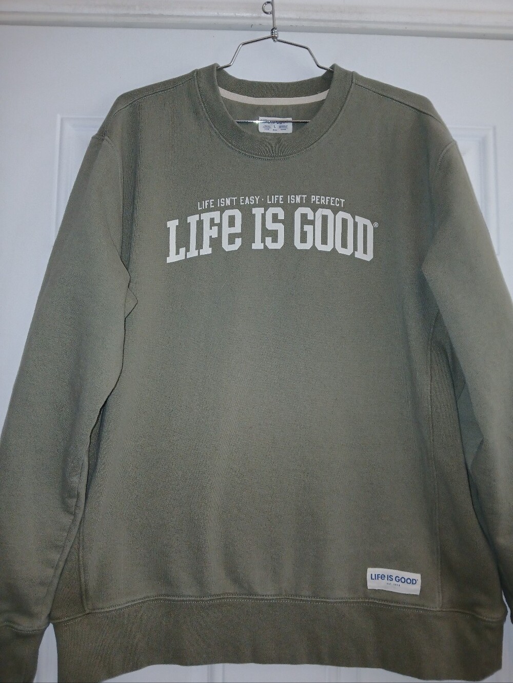 LIFE is GOOD Green Long Sleeve Crewneck Sweatshirt Men's Size Large